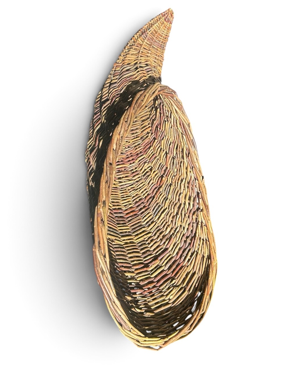 HTF XL 32” Artisan Woven Willow Cornucopia Basket Thanksgiving Fall Decor
